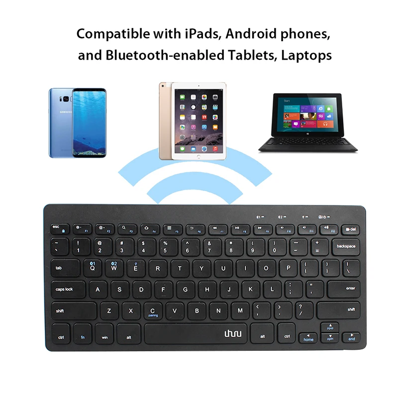 UHURU ультратонкая Bluetooth клавиатура бесшумные планшеты и смартфоны для Apple