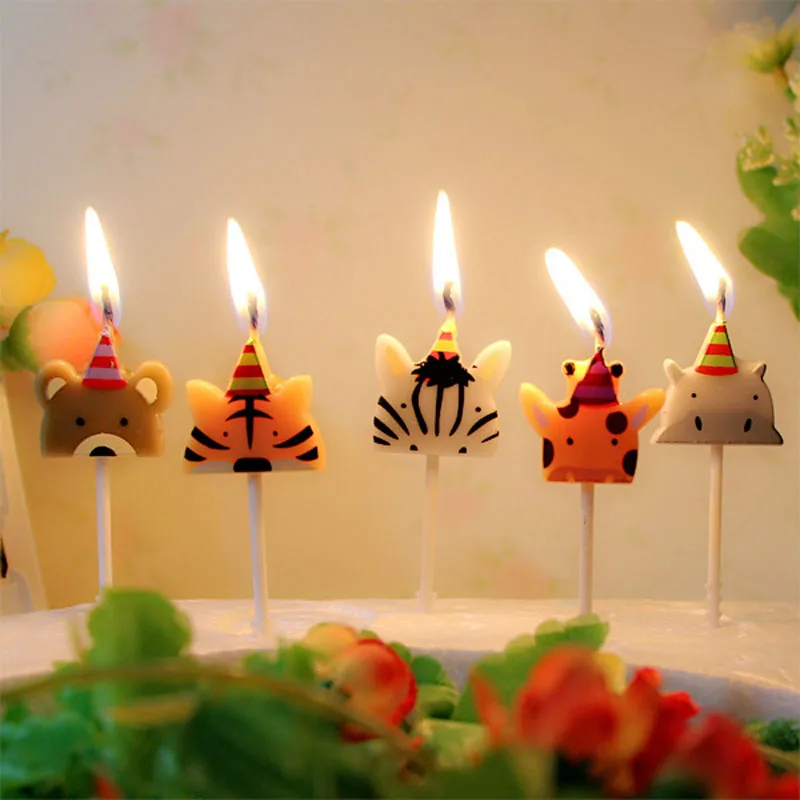 5 шт./компл. Мультфильм комиксов животных торт кекс birthday день рождения свечи творческие вечерние наборы; детский душ украшения