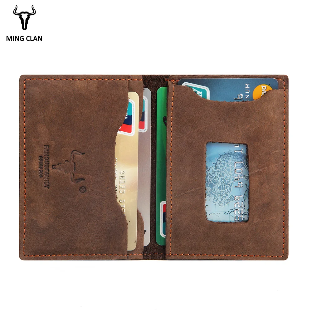 

Mingclan Wallet Crazy Horse Slim Mini Wallet Genuin Leather Credit Card Holder Case ID Pocket Purses Travel Wallet Men Women