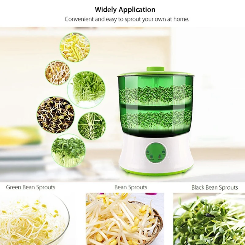 Digital Home Diy Bean Sprouts Maker 2 Layer Automatic Electric Germinator Seed Vegetable Seedling Growth Bucket Sprout Ma | Бытовая