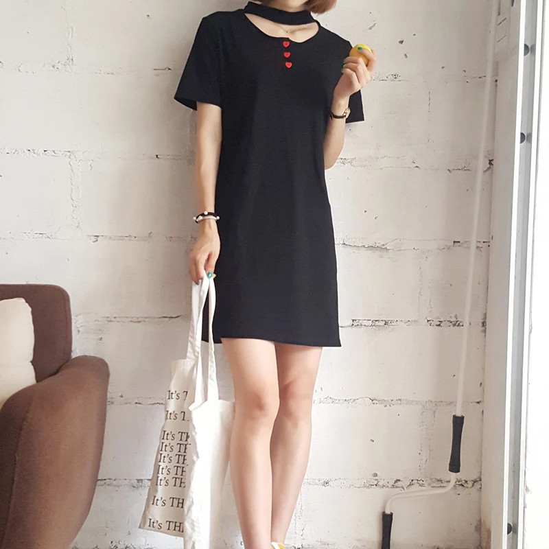 Новые 2017 летнее женское платье хлопковые платья в форме сердца декоративные