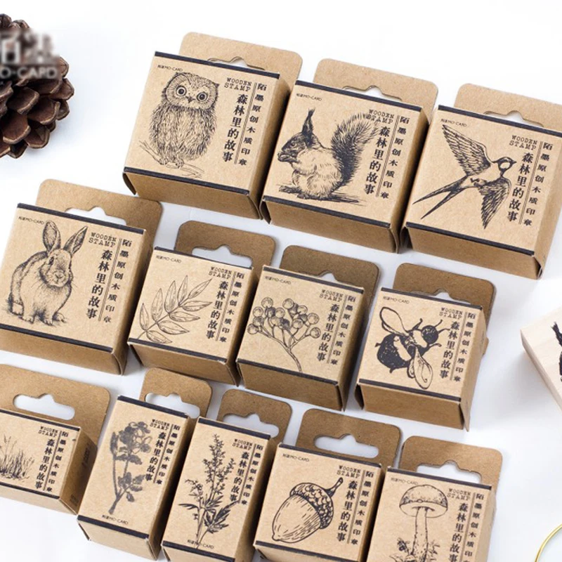 1 шт. деревянные прозрачные штампы история в лесном дубе милые для Scrapbooking