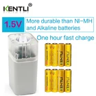 4 шт. KENTLI 1,5 v AA 2600mWh полимерная литий-ионная аккумуляторная батарея + 4 канала AA AAA зарядное устройство с функцией фонарика