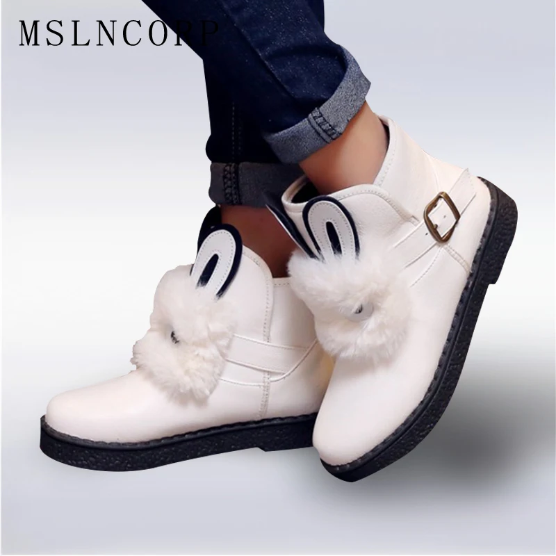Женские Водонепроницаемые ботильоны из кроличьего меха на платформе|fur snow boots