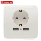 Электрический Настенный адаптер Bcsongben pop с двойным USB-портом 5 в 2 А, розетка европейского стандарта, выключатель, док-станция, панель зарядного устройства