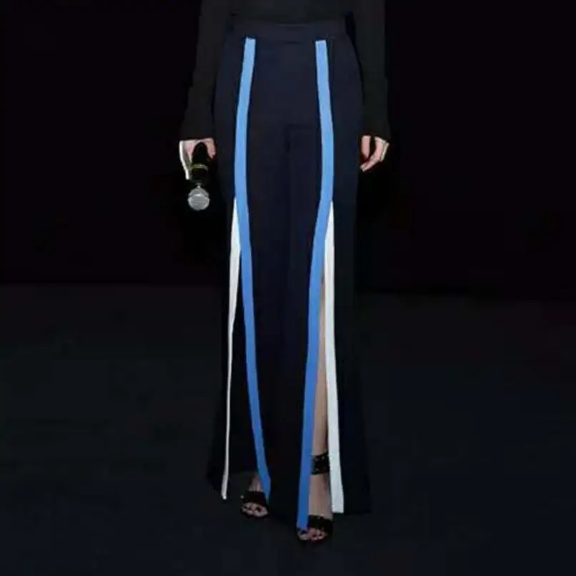 Женские широкие брюки в полоску с разрезом и высокой талией Новинка|flared trousers|women