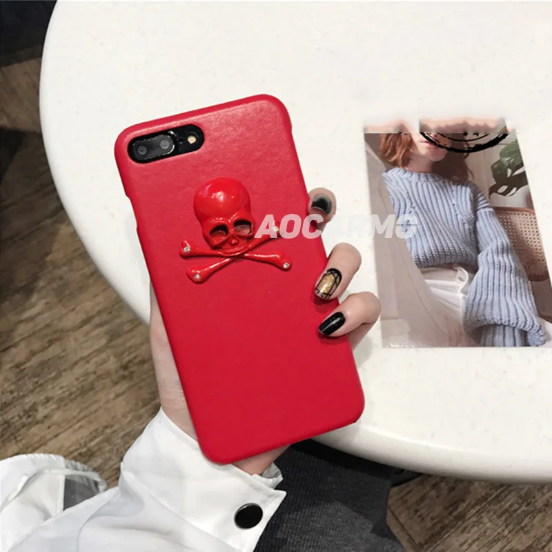 Aocarmo 3d тисненый череп ретро кожаный чехол для задней панели телефона iPhone 6 6S 7 7Plus 8