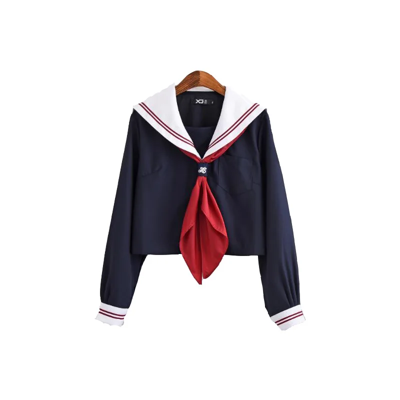 127 long sleeve top1 Красный 2 линии с коротким рукавом японский JK наборы морской моряк школьная форма для девочек школьная форма косплей японская школьная форма JKX127 - Цвет: 127 long sleeve top1