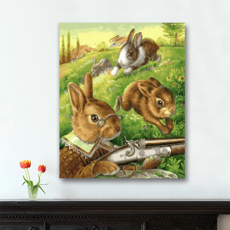 Реалистичный милый кролик сделай сам масляные краски красители по номерам