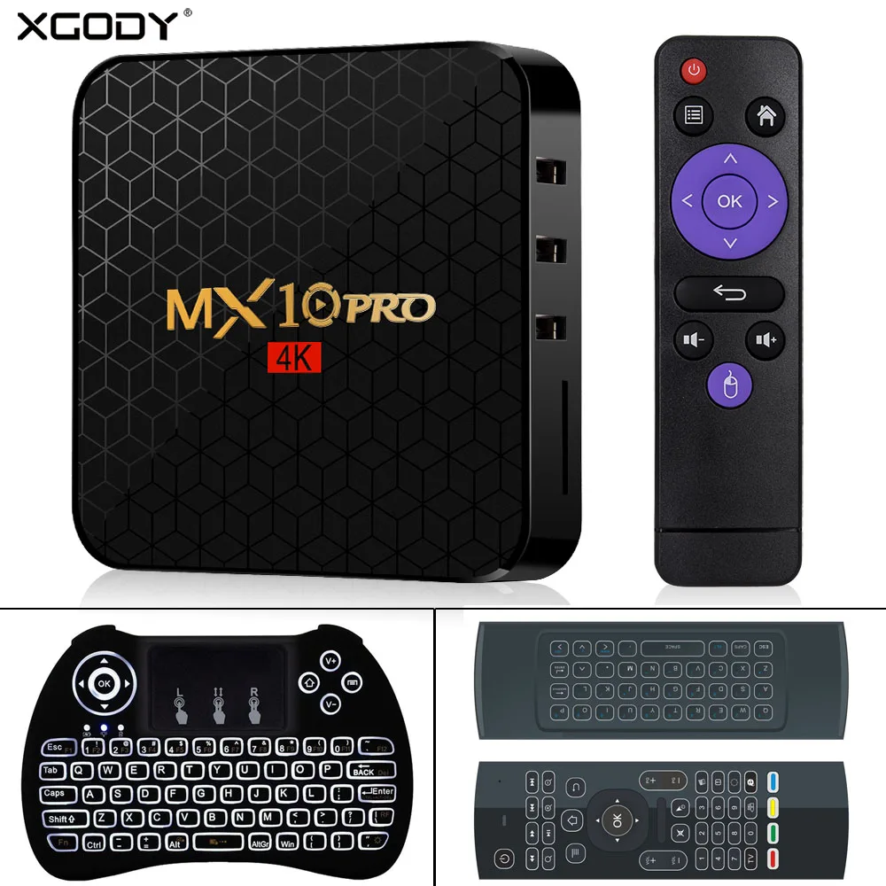 XGODY MX10PRO Android 8 1 Oreo Smart tv BOX 2 + 16G четырехъядерный 4K фильмы медиаплеер H.265 4G wifi