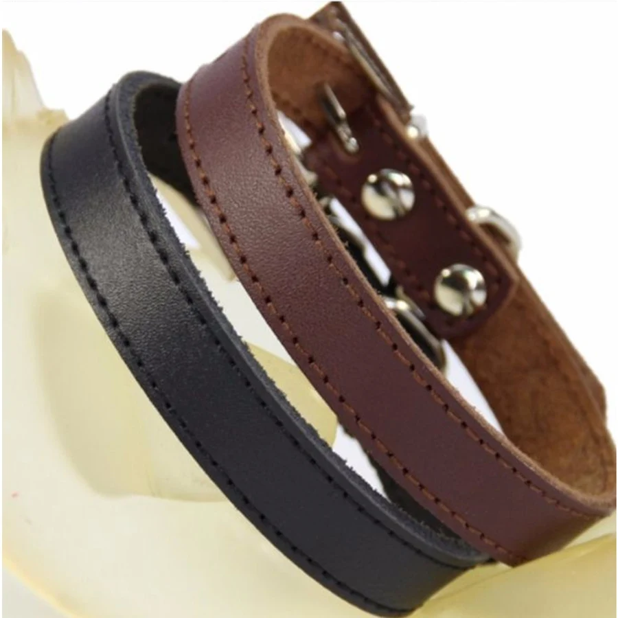 ошейники для собак все Регулируемая Натуральная кожа Pet Ошейники маленький