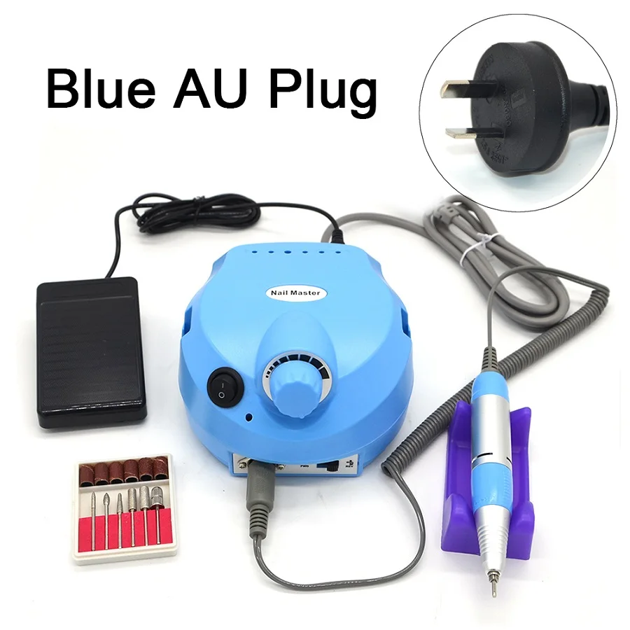 AU plug 35000 об/мин Электрический сверлильный станок для маникюра, набор ручек, сверла, аксессуары, контроль скорости, педикюр, маникюрные пилки, инструменты - Цвет: AU plug