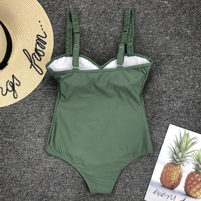 2019 сексуальный женский купальник бандо с полной спинкой Цельный в рубчик