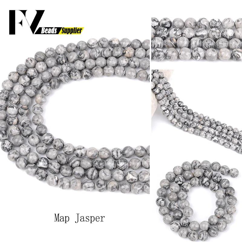 

Natural Map Jaspers Round Beads Diy Jewelry 4mm-12mm Gem Stone Spacer Beads for Jewellery Making Bracelets Accessories Wholesale
