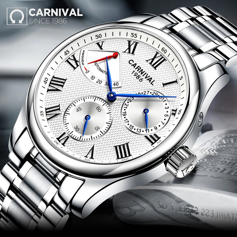 

Carnival Watch Men's Watch Automatic Mechanical Watch Stainless Steel Trend Multifunctional Waterproof Men's Business Watch