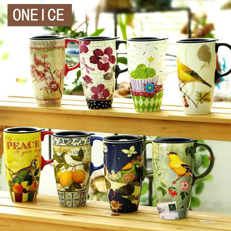 Креативная чашка кофейная керамическая большая емкость с крышкой Кружка для чая