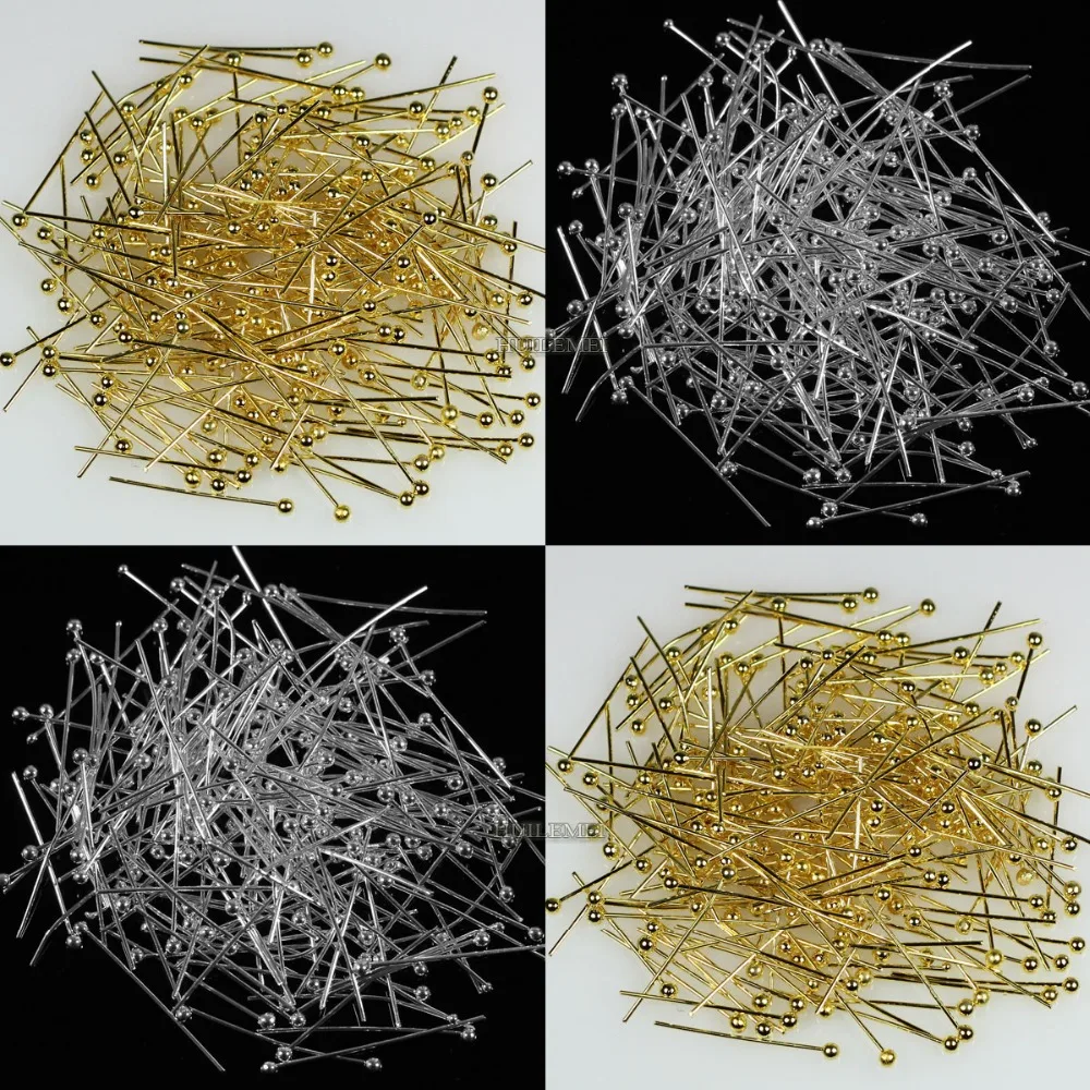 500 шт./лот, длина 18, 20, 22, 25, 30 мм, позолоченные, посеребренные, металлические штифты с шариковой головкой для самостоятельного изготовления ювелирных изделий, аксессуары