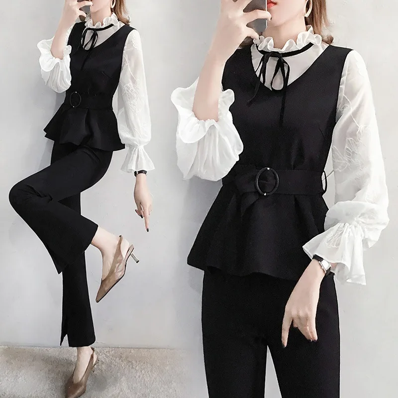 

New Style Spring 3 Piece Set Women Two Piece Outfits Ensemble Femme Deux Pieces Conjunto Feminino Year-old Female Costume
