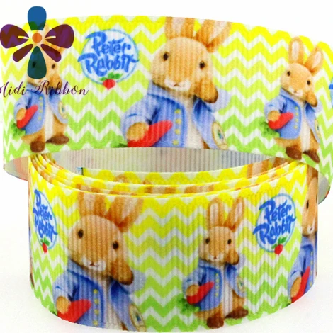 

16mm-75mm Cute Rabit Dots&Waves&Stripes Printed Grosgrain Ribbon/Elastic Cartoon Patterns DIY Party Gift Pack Decoration 50yards