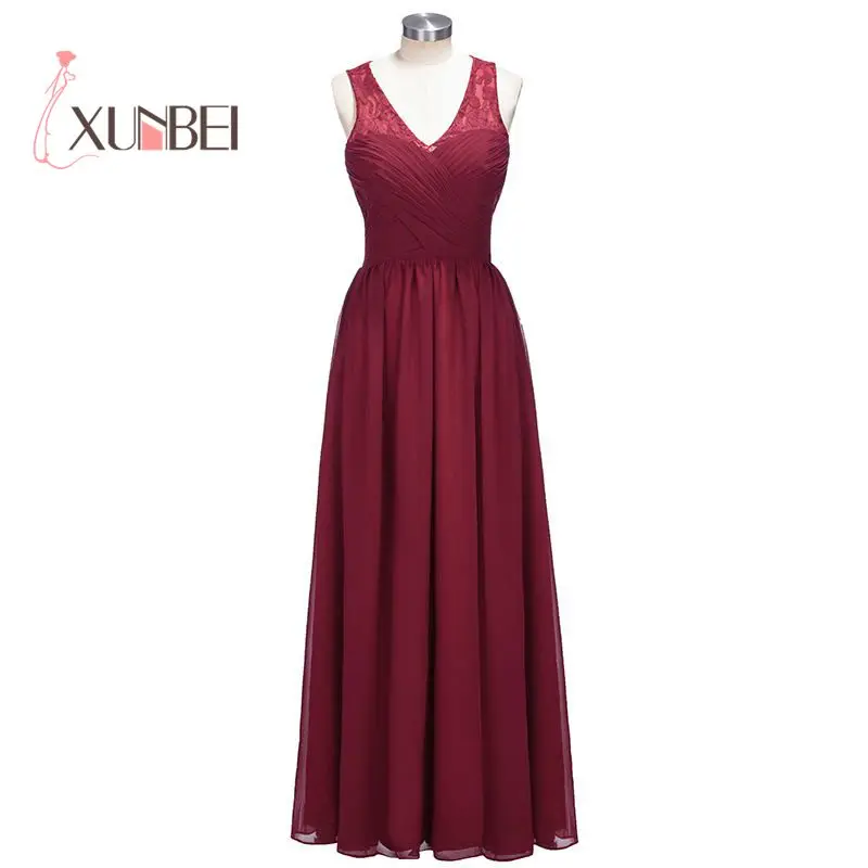 100% настоящие образцы Robe demoiselle d'honneur A Line бордовые кружевные платья подружек
