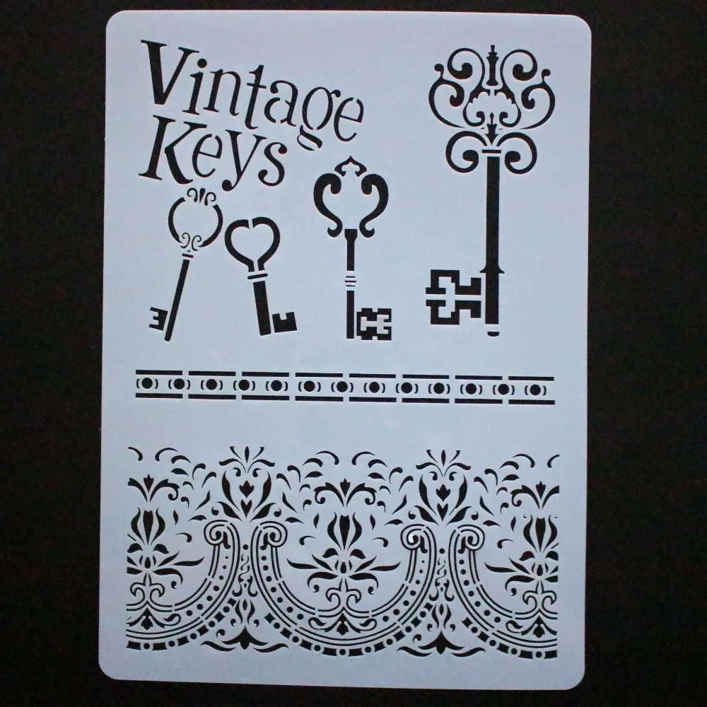 А4 старинные ключи цветок ремесло Многослойные трафареты стены живопись