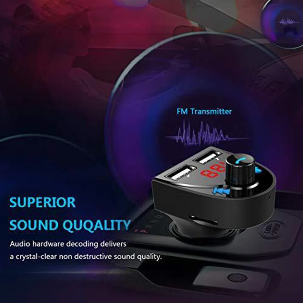 Dual USB Port FM Car Wireless Bluetooth Transmitter Receiver Music Adapter Radio Audio Calling Hands Free | Электроника