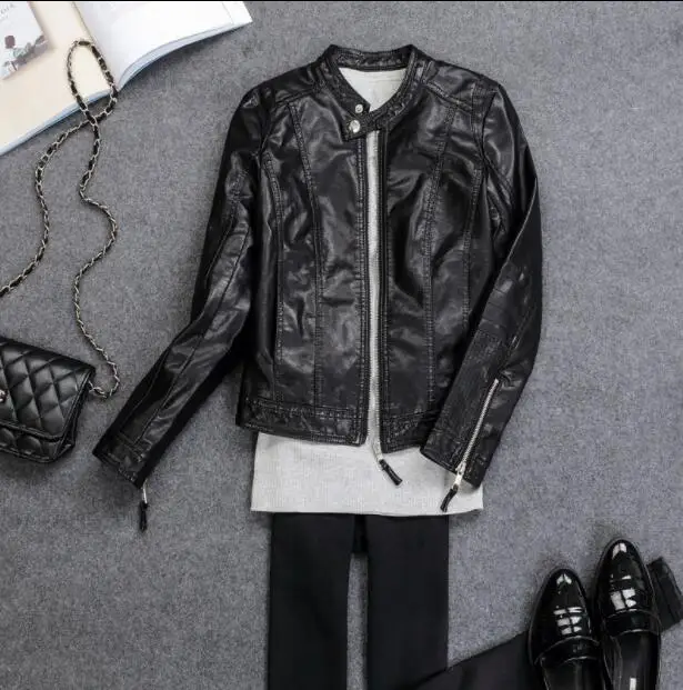 Женская Короткая кожаная куртка новая Удобная облегающая из искусственной кожи