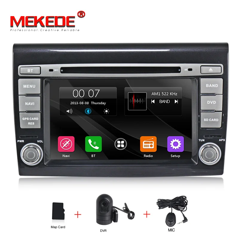 CAR DVD DVR MEKEDE емкостный экран HD Автомобильный dvd-плеер 2 din стерео для Fiat Bravo 2007- радио NAVI gps навигационная система Bluetooth - Цвет: CAR DVD DVR