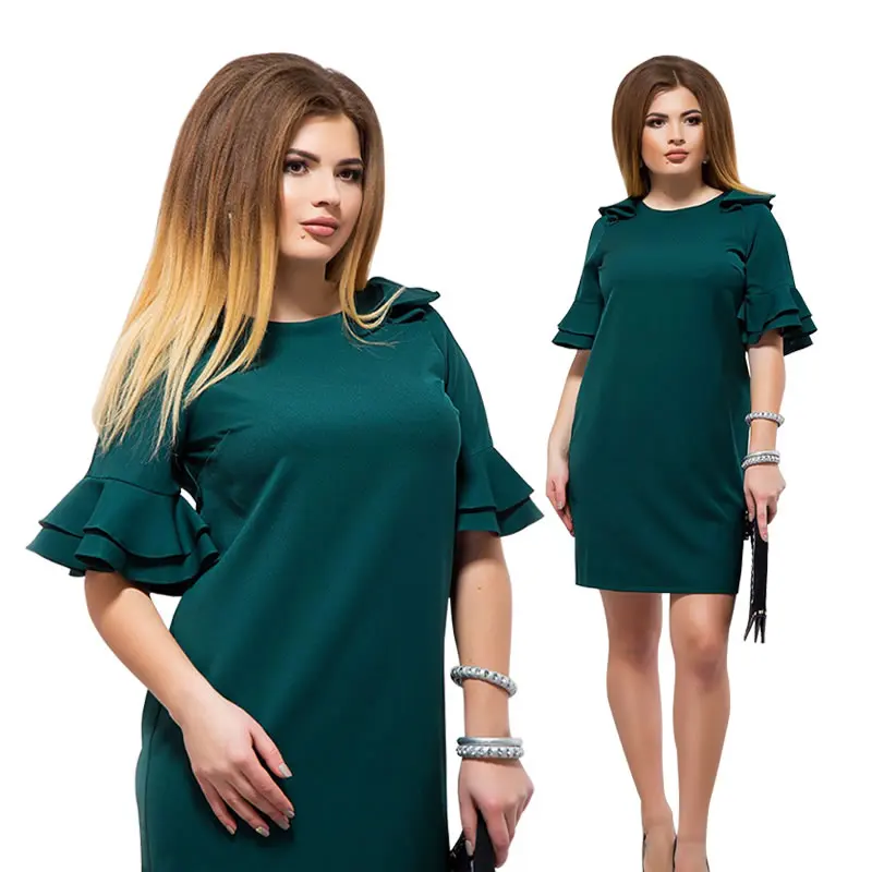 2018 размера плюс женская одежда с оборками летнее платье большого прямое пляжное