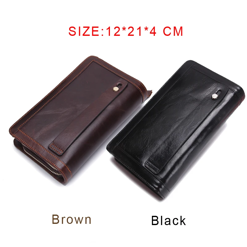 Мужские из натуральной кожи кошельки двойная молния Сумки и Кошелек Длинные