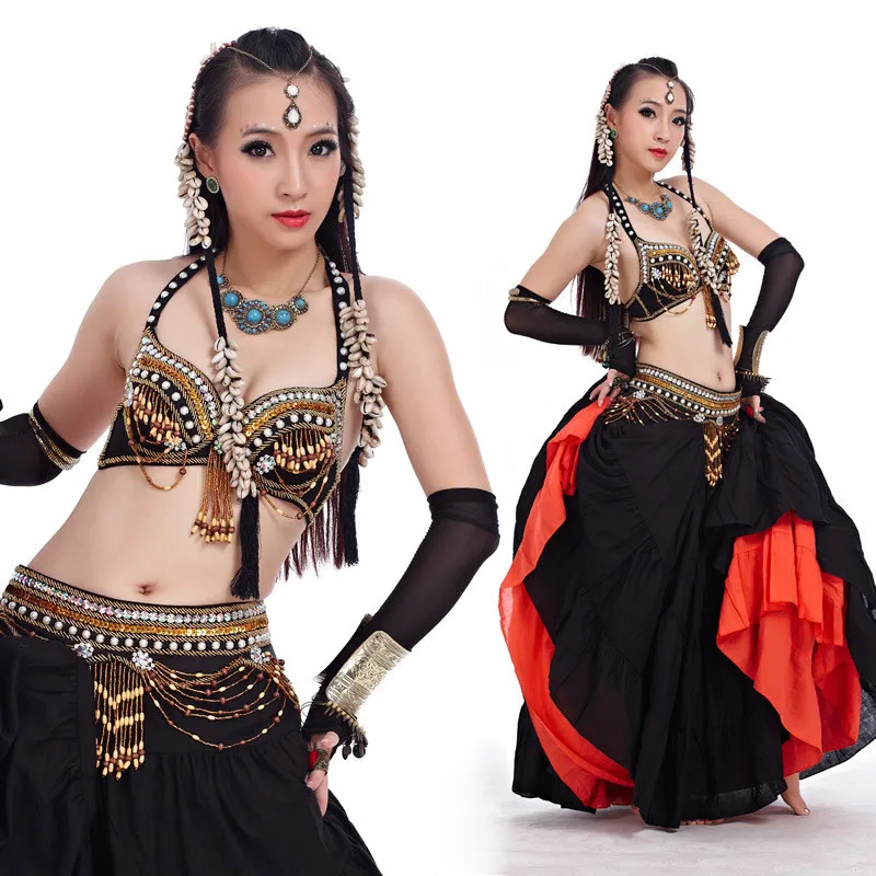 

Belly Dance Costume 2pcs Bra&Belt indian Dancing women dancer clothes Set bellydance clothes wear 3 color for selection 858#