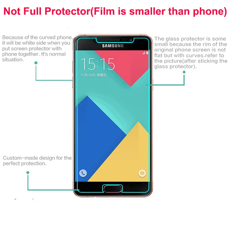 Tempered Glass for Samsung Galaxy A3 2017 A320 A320F (Not Full Cover) Case Screen Protector on 2016 A310F A310 A300F Funda | Мобильные