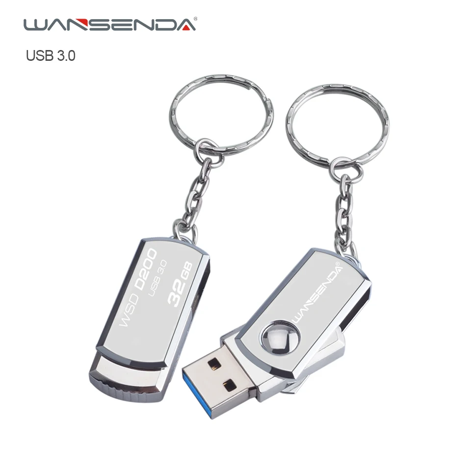

Wansenda Stainless Steel USB3.0 Flash Drive Key Chain High Speed Pen Drive 256GB 128GB 64GB 32GB 16GB 8GB Cle USB Stick Pendrive