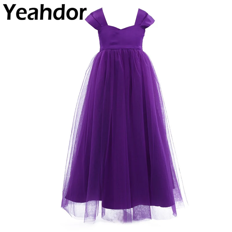 Детское фатиновое платье без рукавов с широкими лямками и цветочным узором для