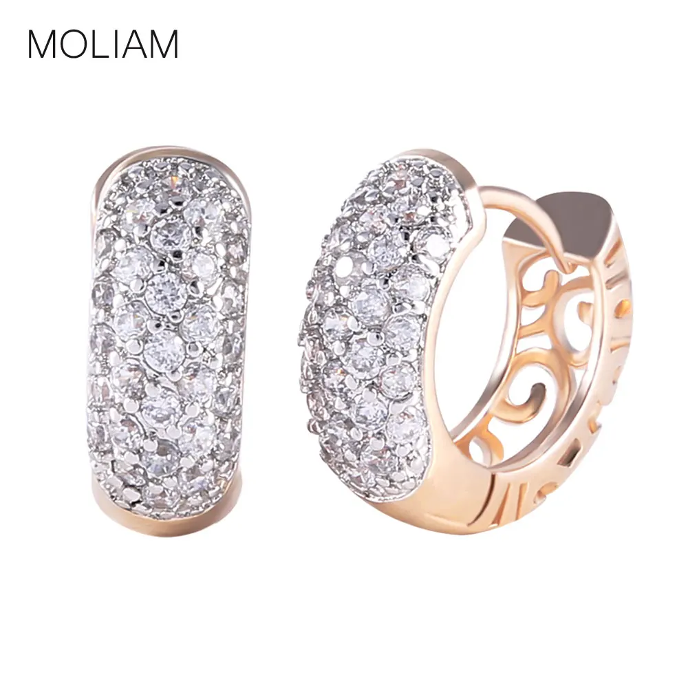 Женские серьги MOLIAM белые блестящие кольца с цирконием Huggie хит продаж 2016 MLE133|hoop