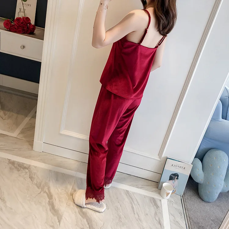 

2018 NEW Velour Robe Sleepwear Sets Spring Womens 3 Pieces Strap Top Pants Suit Casual Pajamas Sexy Nightwear Kimono Bath Gown