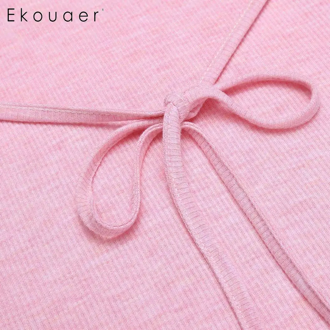 Ekouaer женское платье для отдыха, одежда для сна с отложным воротником, длинный рукав, однотонная упаковка, бедра, тонкая обтягивающая Ночная сорочка, ночное белье