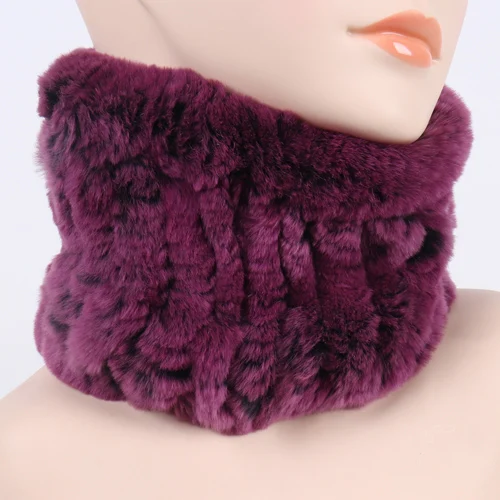 purple Зимний женский шарф из натурального меха, вязаный шарф из натурального кролика Рекс, меховые повязки на голову, Эластичный теплый мягкий шарф из натурального меха кролика рекс - Цвет: purple