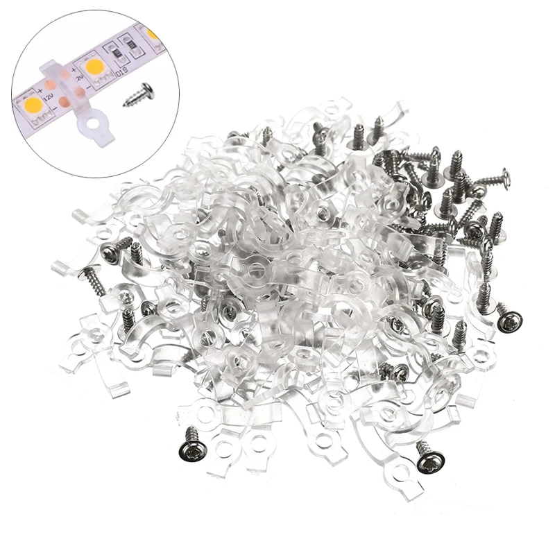 100Pcs Mounting Bracket 10mm Fixing Clip For 5050 5630 LED Strip Light With Screws Dropshipping