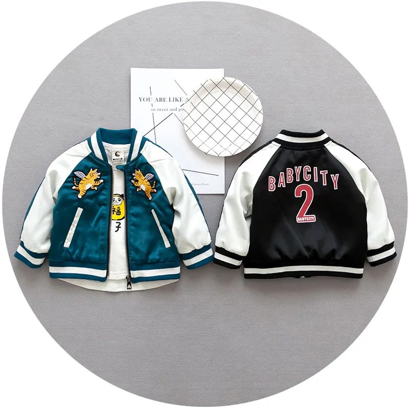Spring Jacket Children Outerwear Baby Girls Jackets tiger embroidered Kids Coat Warm For Clothes Baseball shirt | Детская одежда и