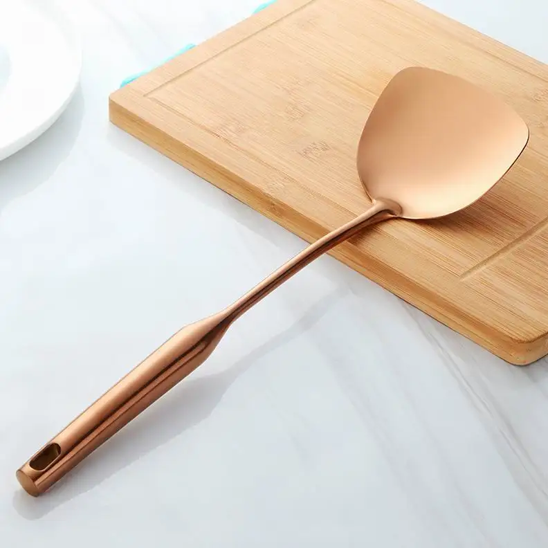 Высокая Класс Нержавеющая сталь ковш spatule кухонные принадлежности металлические половник Лопата spatule комплект Кухня лопатка, кулинария инструмент шпатель совок - Цвет: 1 Copper Turner