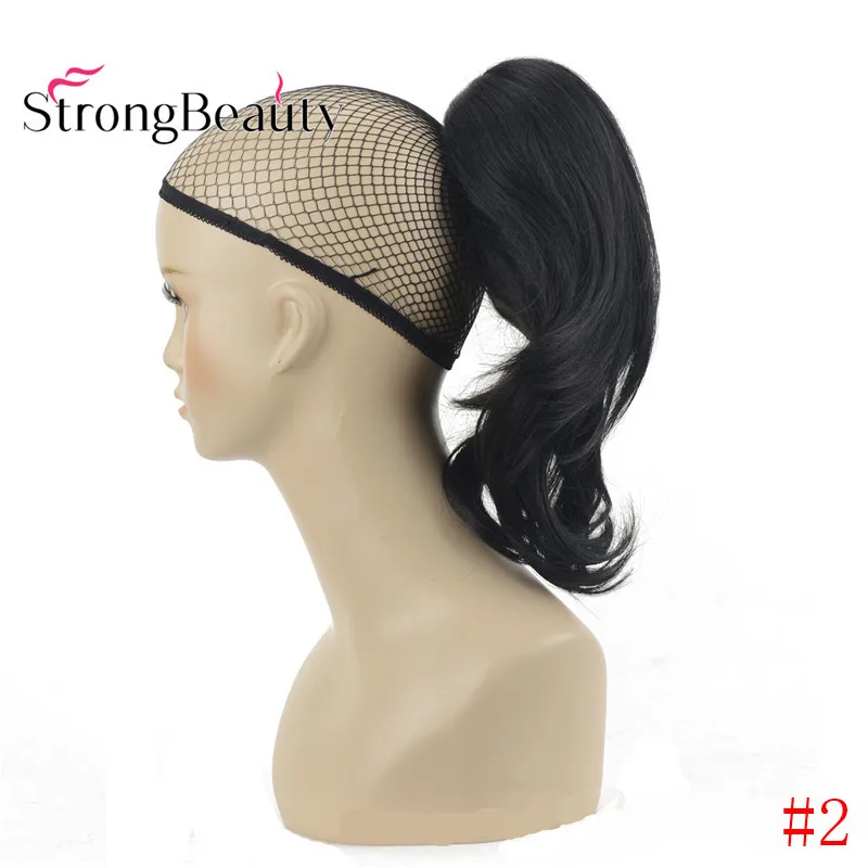 2 StrongBeauty 12 дюймов 10% синтетические 90% человеческие волосы короткая кудрявая заколка для хвоста в наращивание волос с зажимом для когтей - Цвет: 2