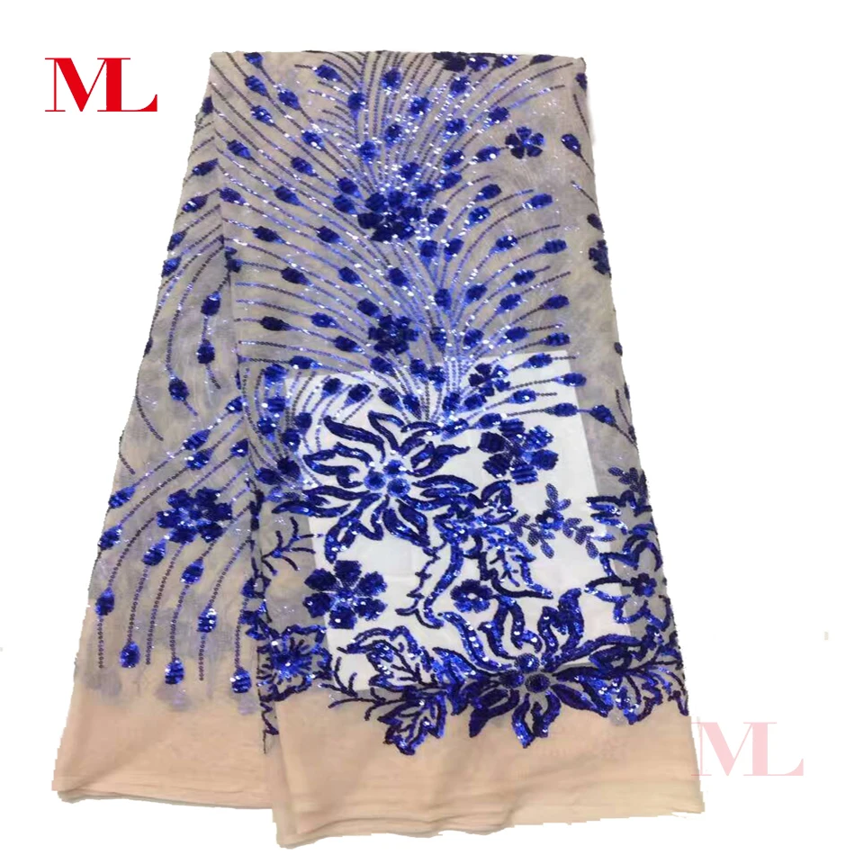 Мл 5 ярдов блестки нигерийская кружевная ткань Дубай французский кружевной тюль