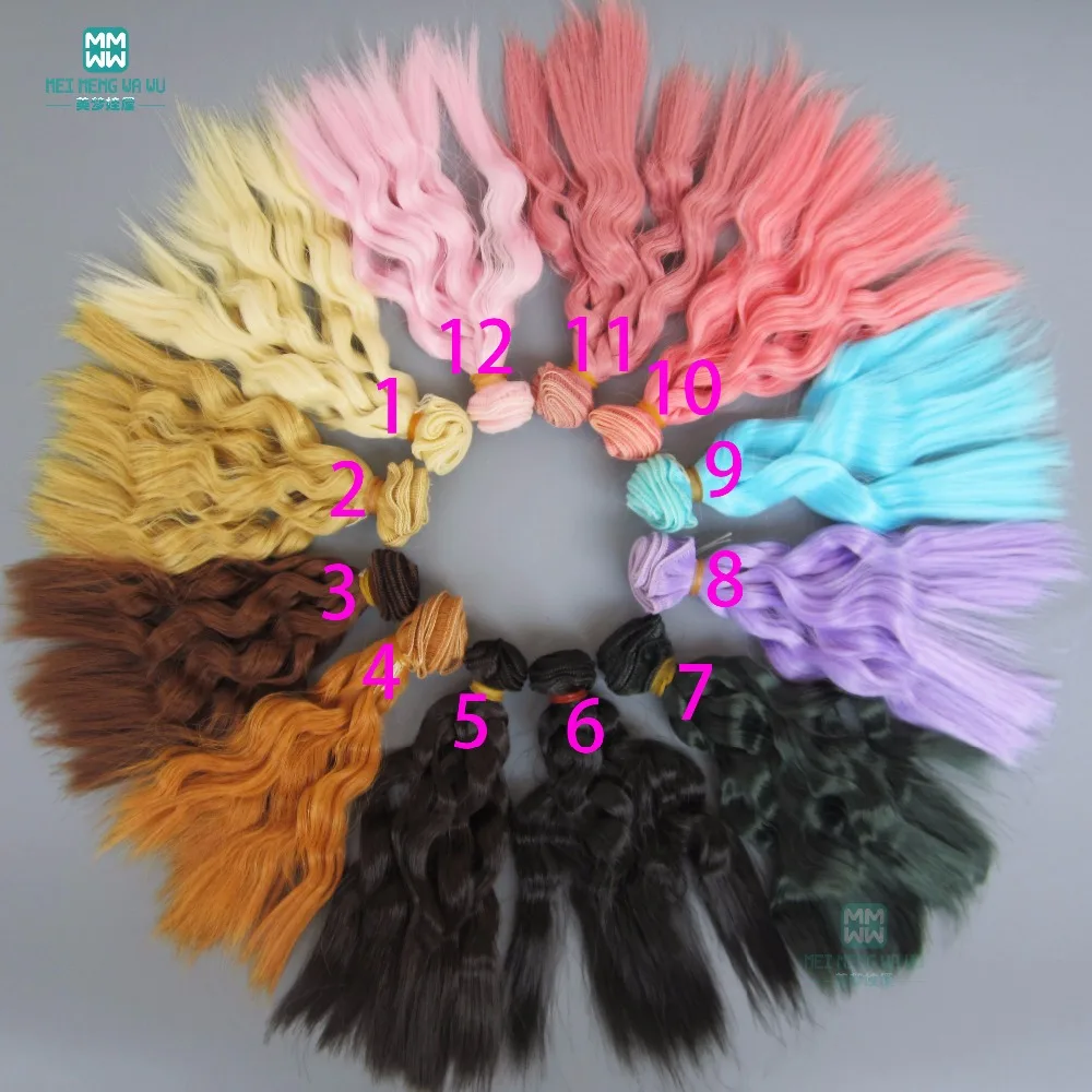 

1pcs 15cm*100CM Corn hot curls hair for 1/3 1/4 1/6 BJD/SD doll DIY wig high temperature wire wig Black brown light gold variety