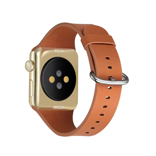 brown Хохлатый ремешок из натуральной кожи для apple watch серии 5/4/3/2/1 ремешок 42 мм/38 мм/44 мм/40 мм correa браслет наручный ремень для iwatch - Цвет ремешка: brown