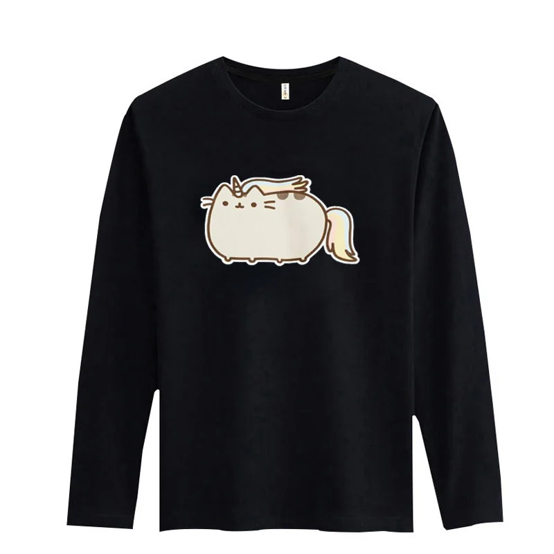 Hot ! Funny Cat Long Sleeve tshirt Men 2016 with High Quality T Shirt Luxury Brand in 3xl Cotton Teeshirt White xxs Black | Мужская