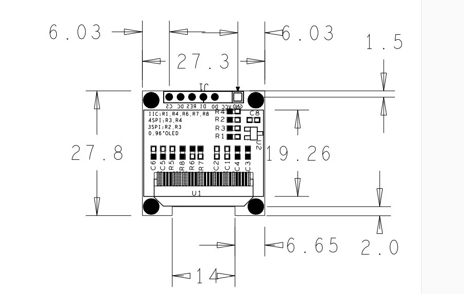 Желтый и синий 7PIN DC 3 v 5v 0 96 &quotSPI серийный 128X64 OLED ЖК дисплей модуль|lcd clock module|module