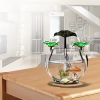 small fish tank mini cylinder desk living room small decoration creative round ecological glass lazy aquarium