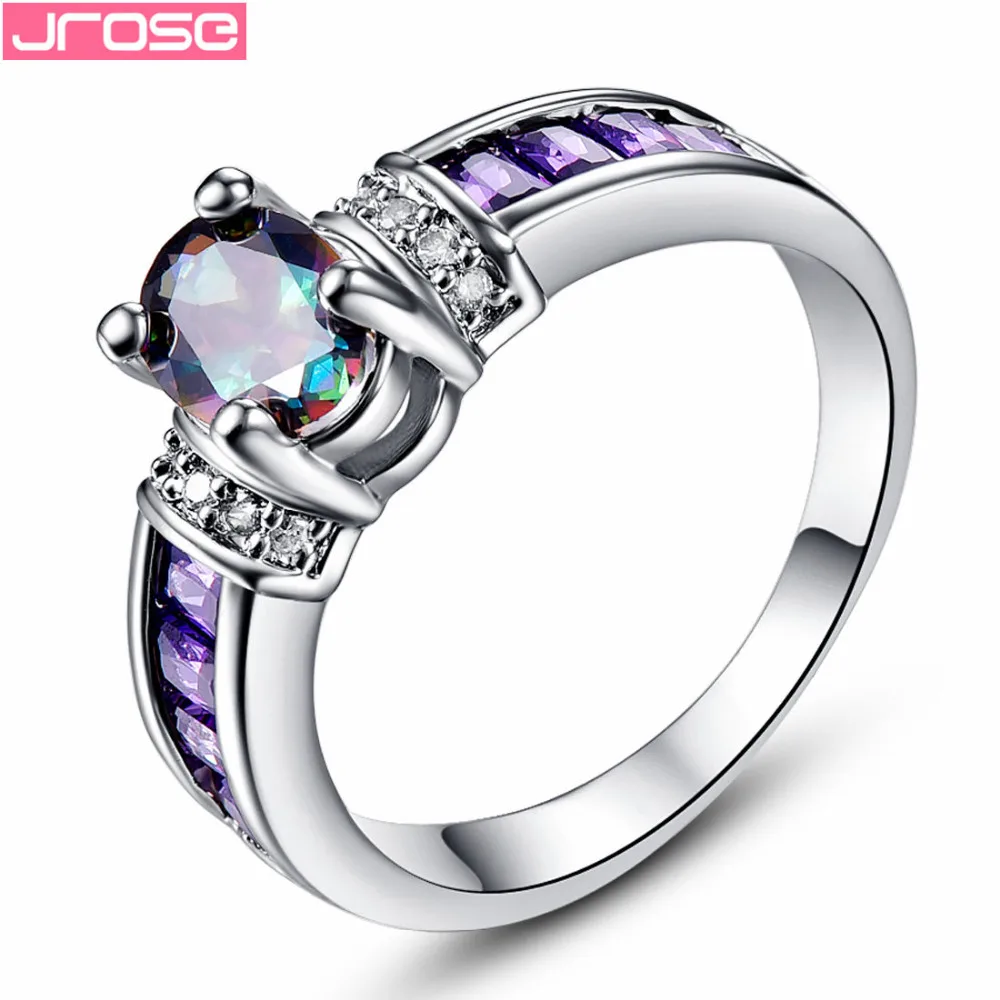 JROSE Брендовое кольцо оптовая продажа Размер 6 7 8 9 10 11 12 13 фиолетовое Радужное и