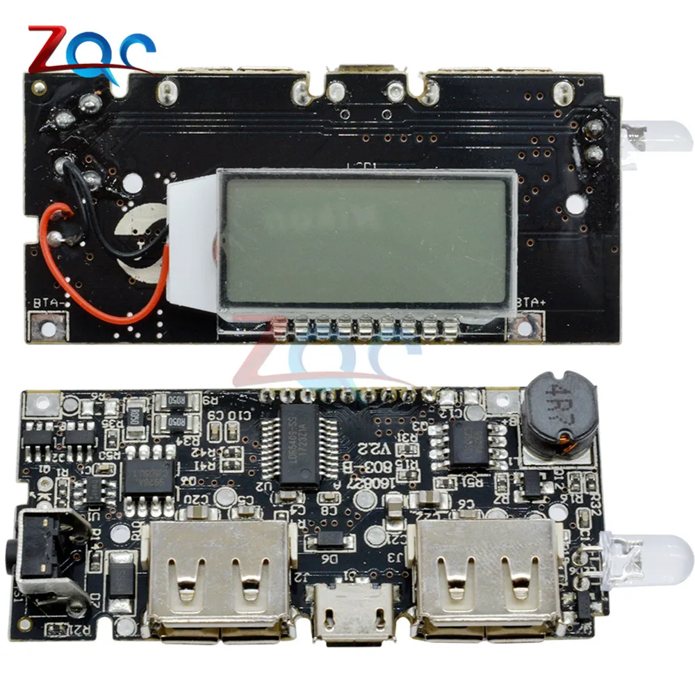ЖК-дисплей Дисплей Dual USB 5V 1A 2.1A 18650 Литий Батарея Зарядное устройство защиты борту